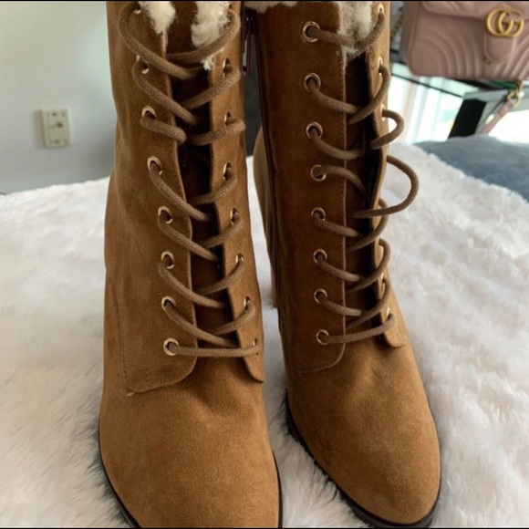 Aldo Chunky Heel Lace up Boot - Picture 2 of 5